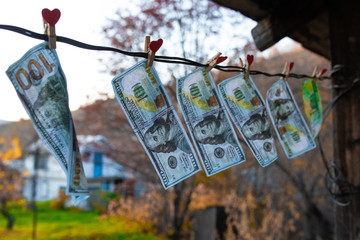 the money is drying on the clothesline
