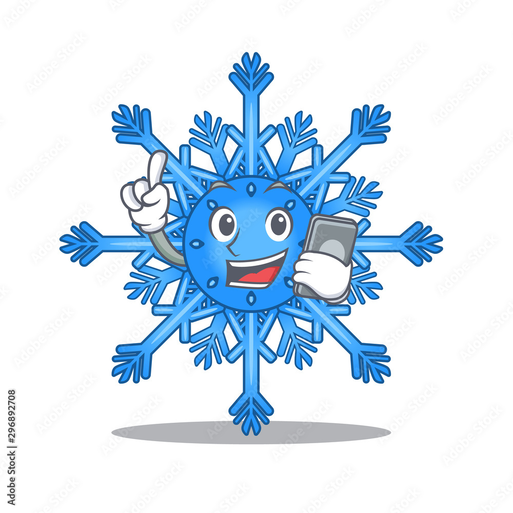 Wall mural With phone snowflake cartoon with the character shape