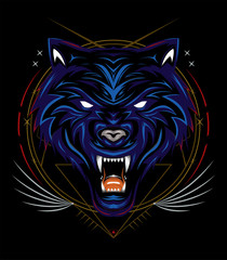 Blue wolf vector, head wolves illustration