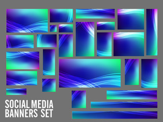 Colorful Social Media Header or Banners with waves.