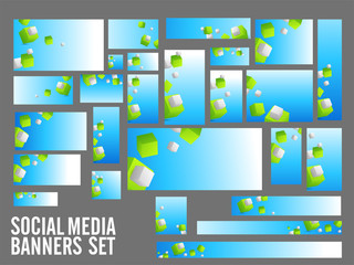 Social Media Banners with 3D cubes.