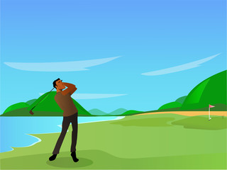 Golf player on golf course, Sport concept.