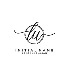 LU Initial handwriting logo with circle template vector.