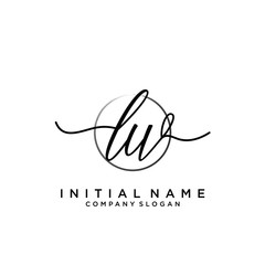 LW Initial handwriting logo with circle template vector.