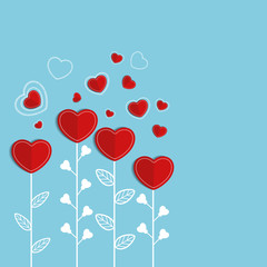 Naklejka na ściany i meble Paper Hearts for Valentine's Day celebration.