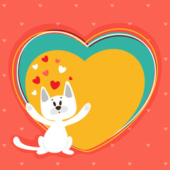 Cute Cat for Valentine's Day celebration.