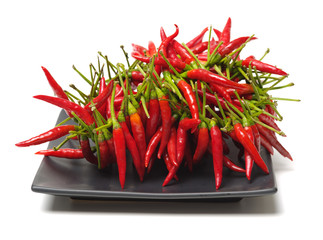 Red chili peppers on white background