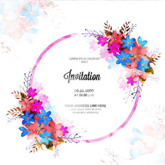 Beautiful Invitation Card with flowers decoration.