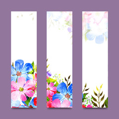Website banners set with watercolor flowers.