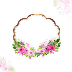 Greeting or Invitation Card with pink flowers.