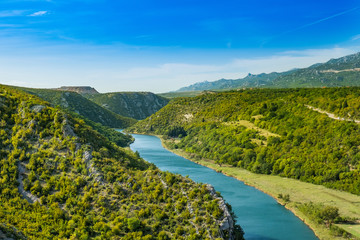 Obraz premium Beautiful nature landscape, canyon of Zrmanja river in Dalmatia, Croatia