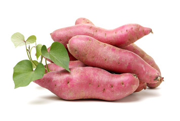 sweet potatoes on the white background