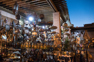 colorful arabic lamps in marrakech market