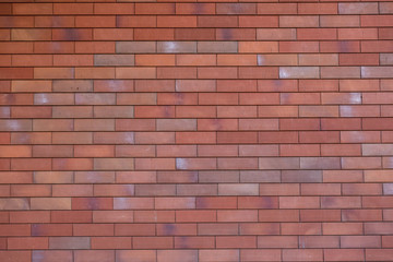 Red brick wall texture, smooth masonry.