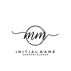MM Initial handwriting logo with circle template