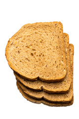 Sliced slices of bread with sesame seeds. Isolated on a white background.