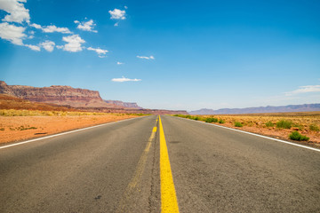 Scenic empty roadway in grand canyon