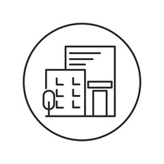 Office building icon. Outline thin line illustration. Isolated on white background. 