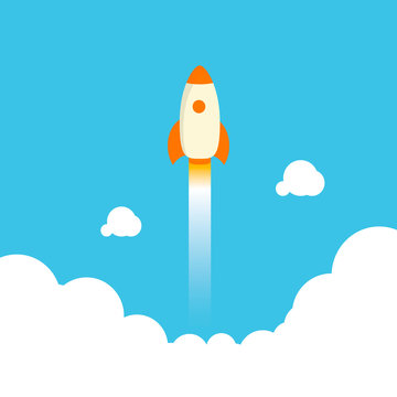 Startup vector concept, flat or rocket ship launch