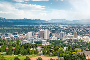 View of Salt Lake City, Utah on a sunny day