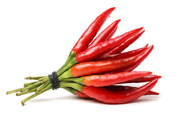 Red chili peppers on white background