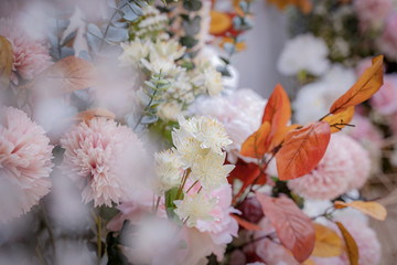 Flower frame Backgrounds textures,Wedding flowers,Decoration made of roses and hydrangea flower.