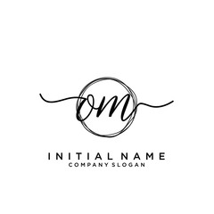 OM Initial handwriting logo with circle template