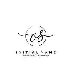 OS Initial handwriting logo with circle template