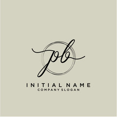 PB Initial handwriting logo with circle template