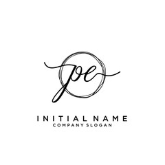 PE Initial handwriting logo with circle template