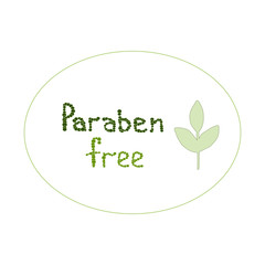 Hand drawn text paraben . logo skincare. health safe product with no paraben. Flat vector illustration on white background. Can be used business company