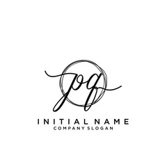 PQ Initial handwriting logo with circle template