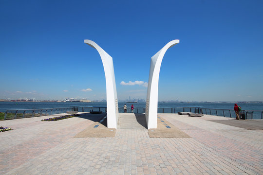 New York, September 11 memorial. Postcards monument in Staten Island, May 2015