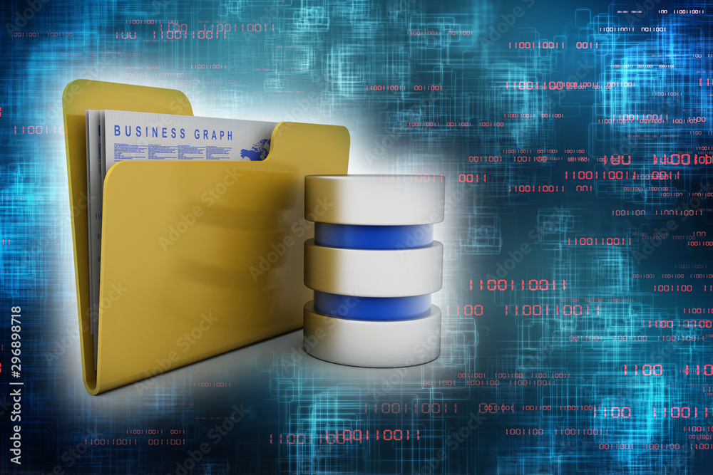 Poster 3d rendering Folder connected to data