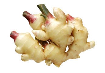 fresh ginger on white background 