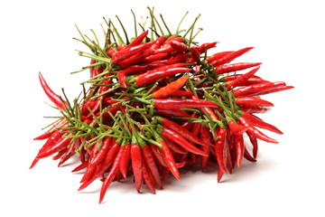 Fototapeta premium Red chili peppers on white background