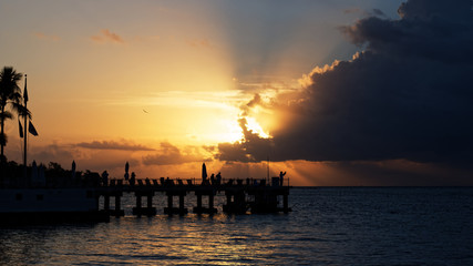 beautiful sunrise over pier in key west