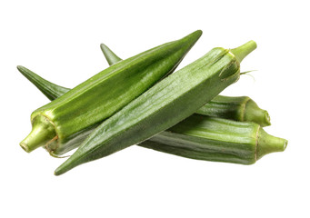 Fresh young okra isolated on white background