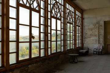 interior of an abandoned villa in Garikula, Georgia