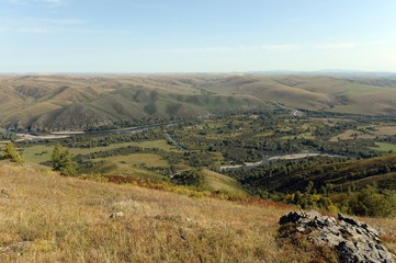 Naklejka premium Valley of the mountain river Charysh. Altai region.Western Siberia. Russia