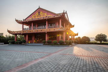 Chinese classical pavilion building Wufu Pavilion at the top of Wuling Park, Cangzhou City, Hunan Province