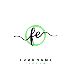 FE Initial handwriting logo vector	