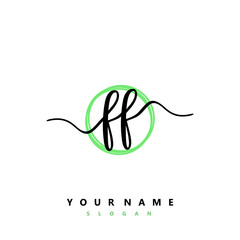 FF Initial handwriting logo vector	