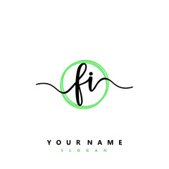 FI Initial handwriting logo vector	