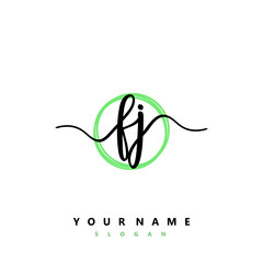 FJ Initial handwriting logo vector	