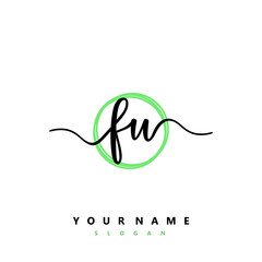 FU Initial handwriting logo vector	