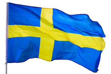 Sweden national flag waving in the studio