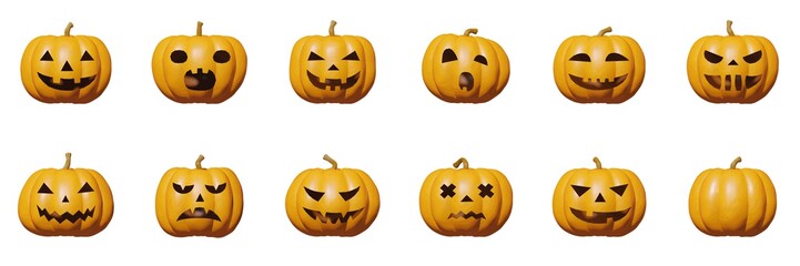 Shiny plastic pumpkin sculpture set for Halloween