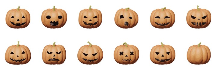 Clay pumpkin realistic Halloween illustration
