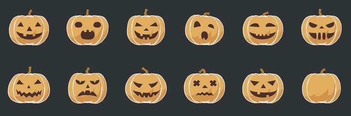 Pumpkin smile Halloween, simple toon flat concept